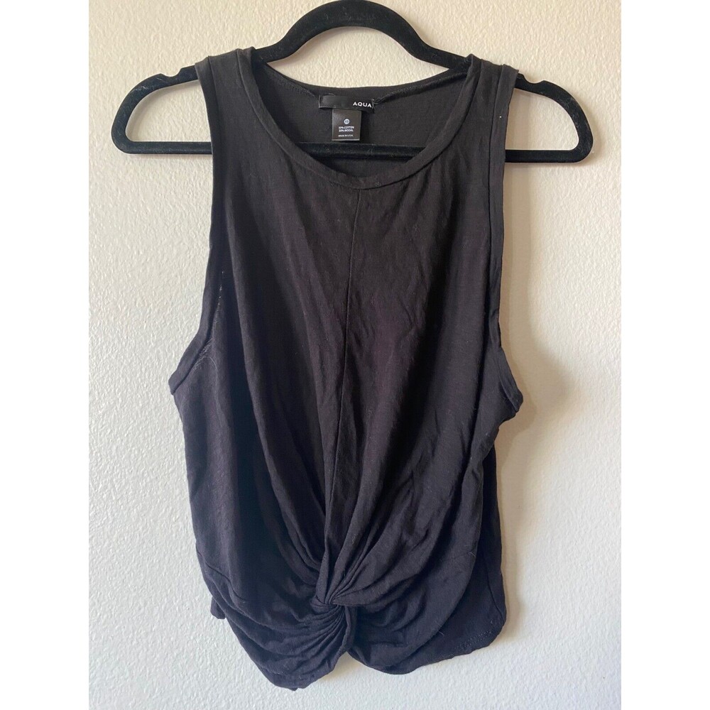 Aqua Twist Front Black Tank Top - SIZE XS -